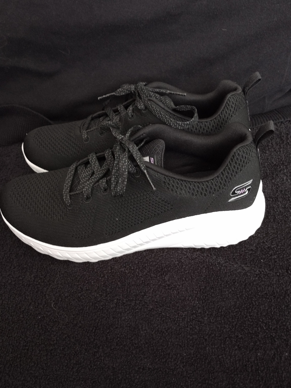 *Brand New* Skechers BOBS Sport Squad Chaos Black Knit Casual Up Walking Shoes